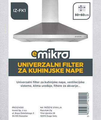 Univerzalni filter za kuhinjske nape IZ-FK1, 50x60 cm