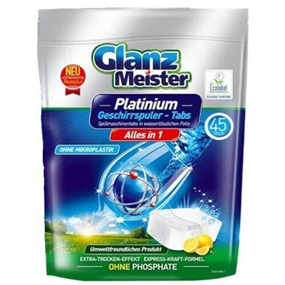 Tablete za strojno pranje posuđa Glanz Meister All in One Platinum, 45 kom