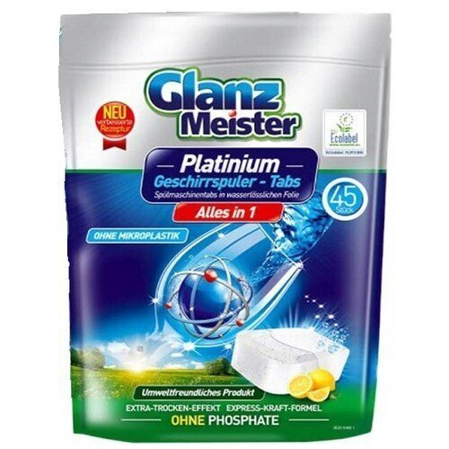 Tablete za strojno pranje posuđa Glanz Meister All in One Platinum, 45 kom