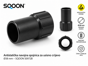 Antistatička navojna spojnica za usisno crijevo Ø38 mm – SQOON S0972B