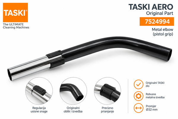 Originalna zakrivljena ručka TASKI AERO 7524994 – Ø32 mm