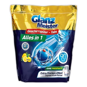 Tablete za strojno pranje posuđa Glanz Meister All in One, 90 kom
