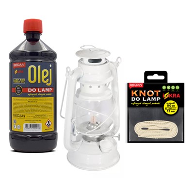 Fenjer - uljna lampa / komplet bijela