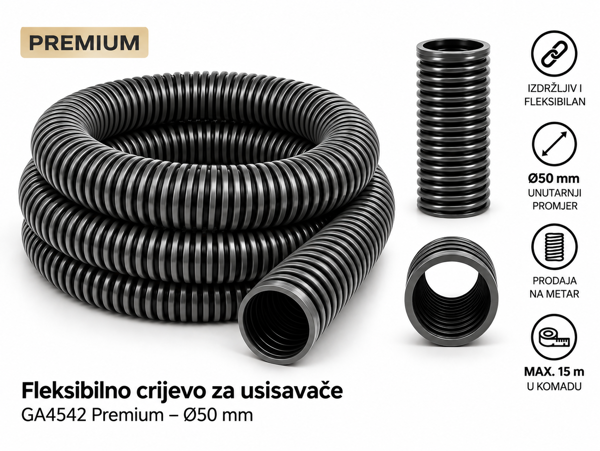Fleksibilno usisno crijevo GA4542 Premium Ø50/60 mm – prodaja na metar