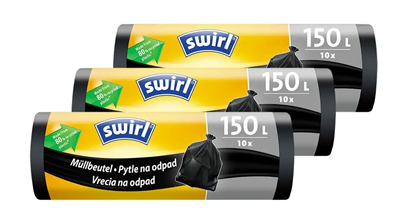 Vreće za smeće Swirl 150 L/10 crne 110x77 cm