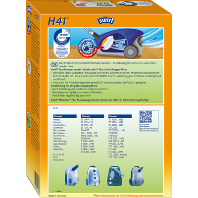 Vrećice za usisavače SWIRL H41