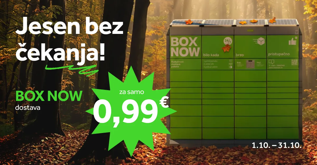 Jesen bez čekanja! BOX NOW dostava za samo 0,99 € od 1.10. do 31.10.